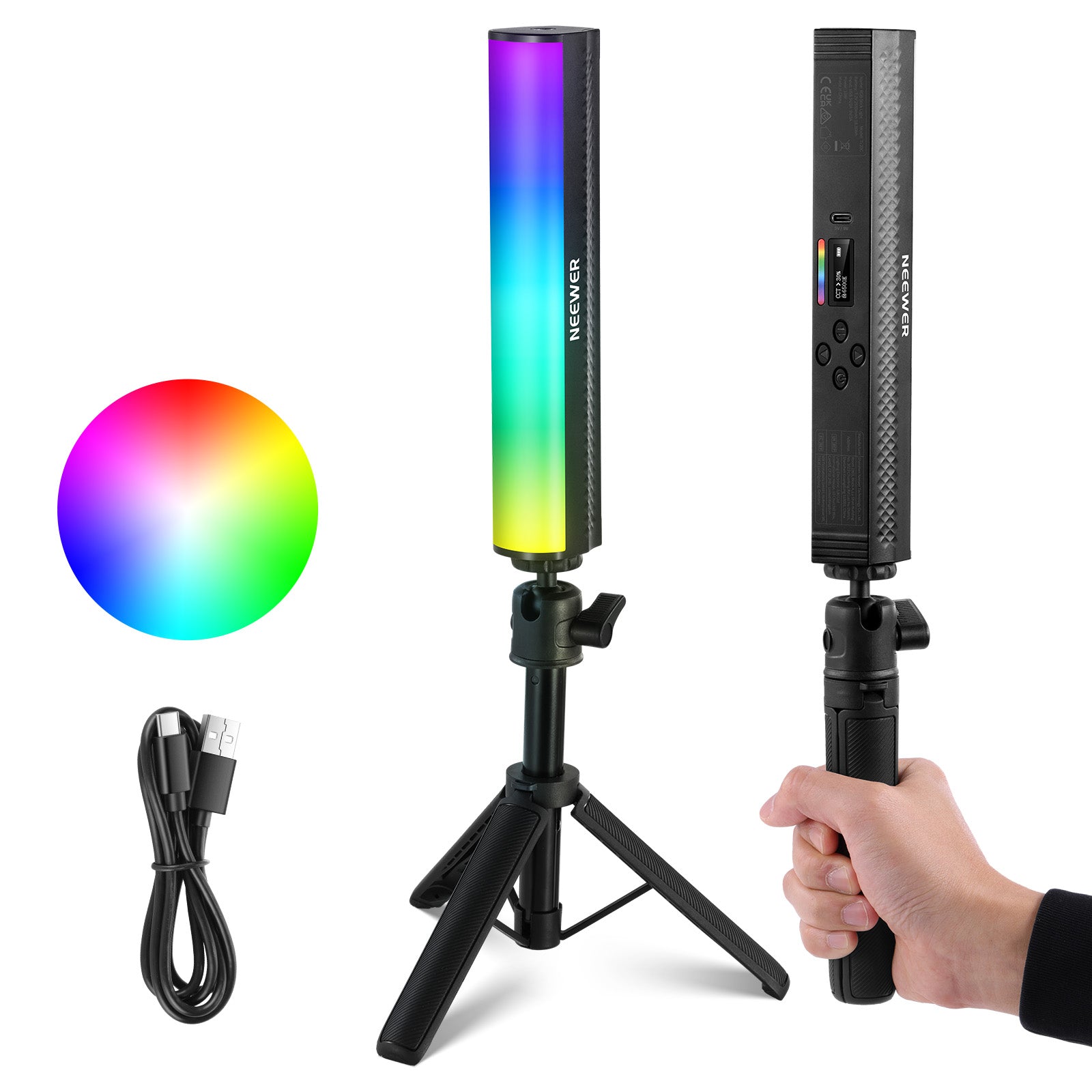 NEEWER TL20C RGB Magnetic Handheld Light Wand Kit