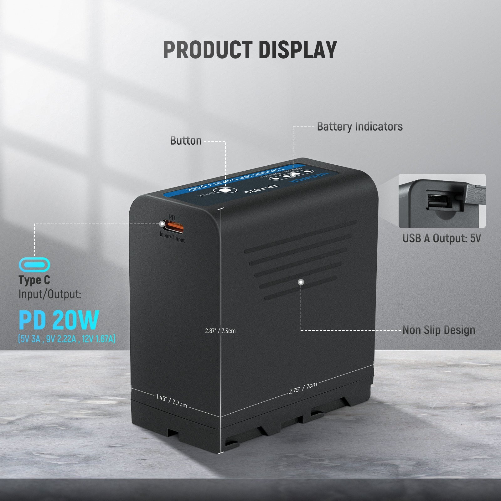 Product Display of the NEEWER TP-F970 NP-F970 Replacement Battery