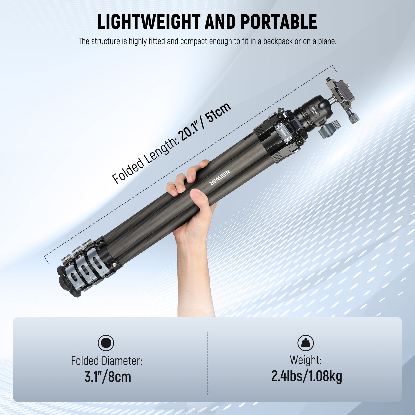 NEEWER LT36 Carbon Fiber Tripod is lightweight and portable.