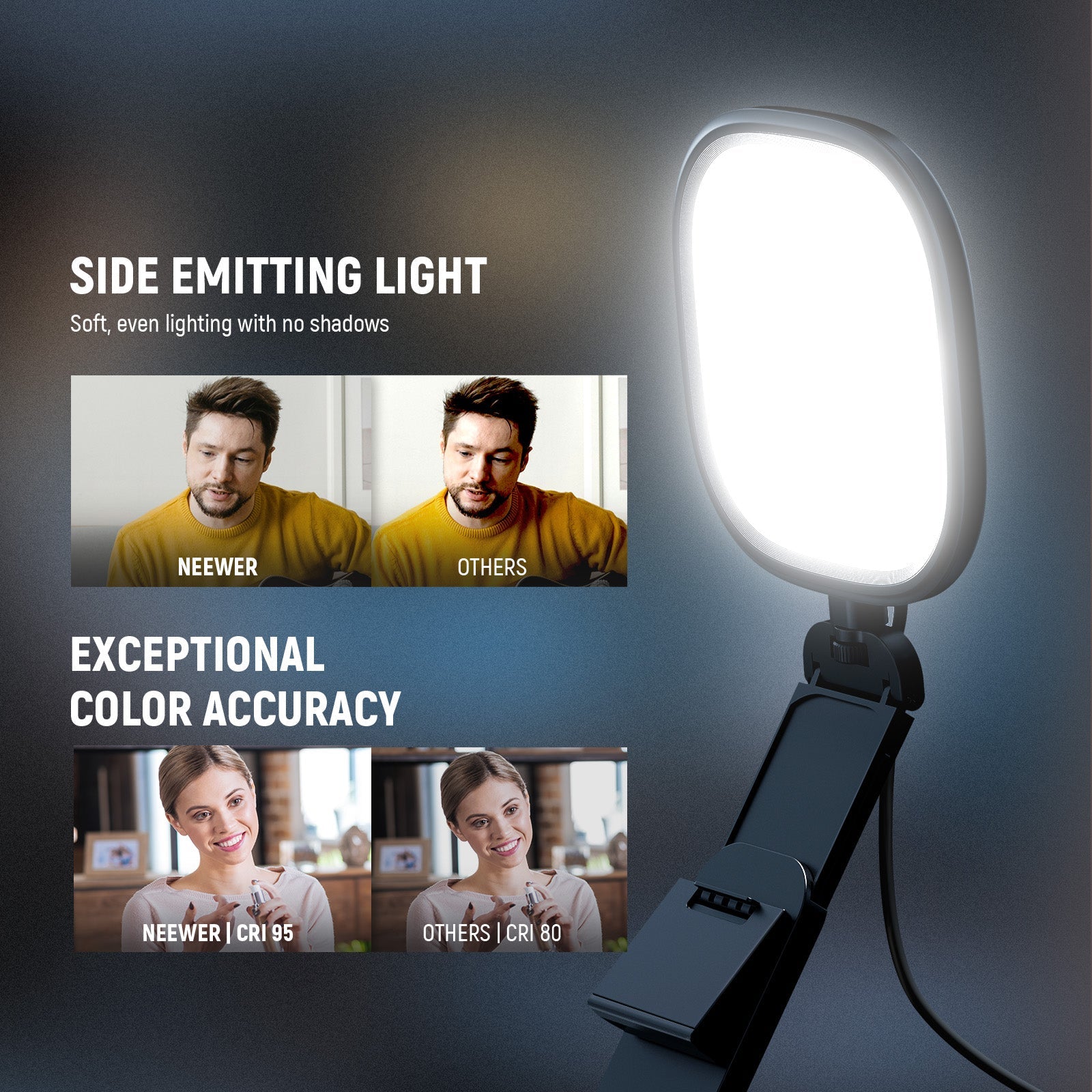 NEEWER NL10 5" Full Screen Light offers soft, even lighting with no shadows.