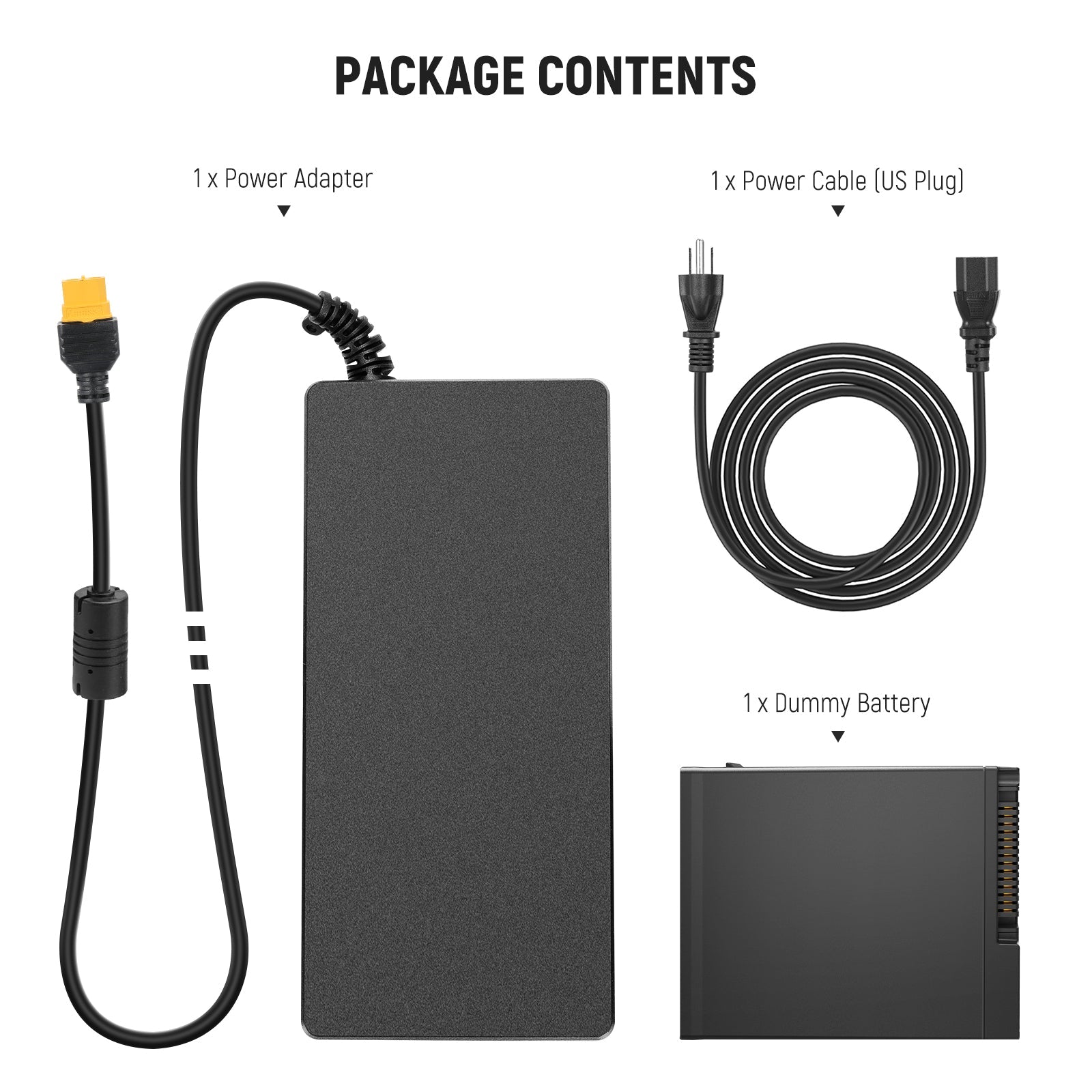 Package Contents of the NEEWER NT-Q6 Dummy Battery Kit