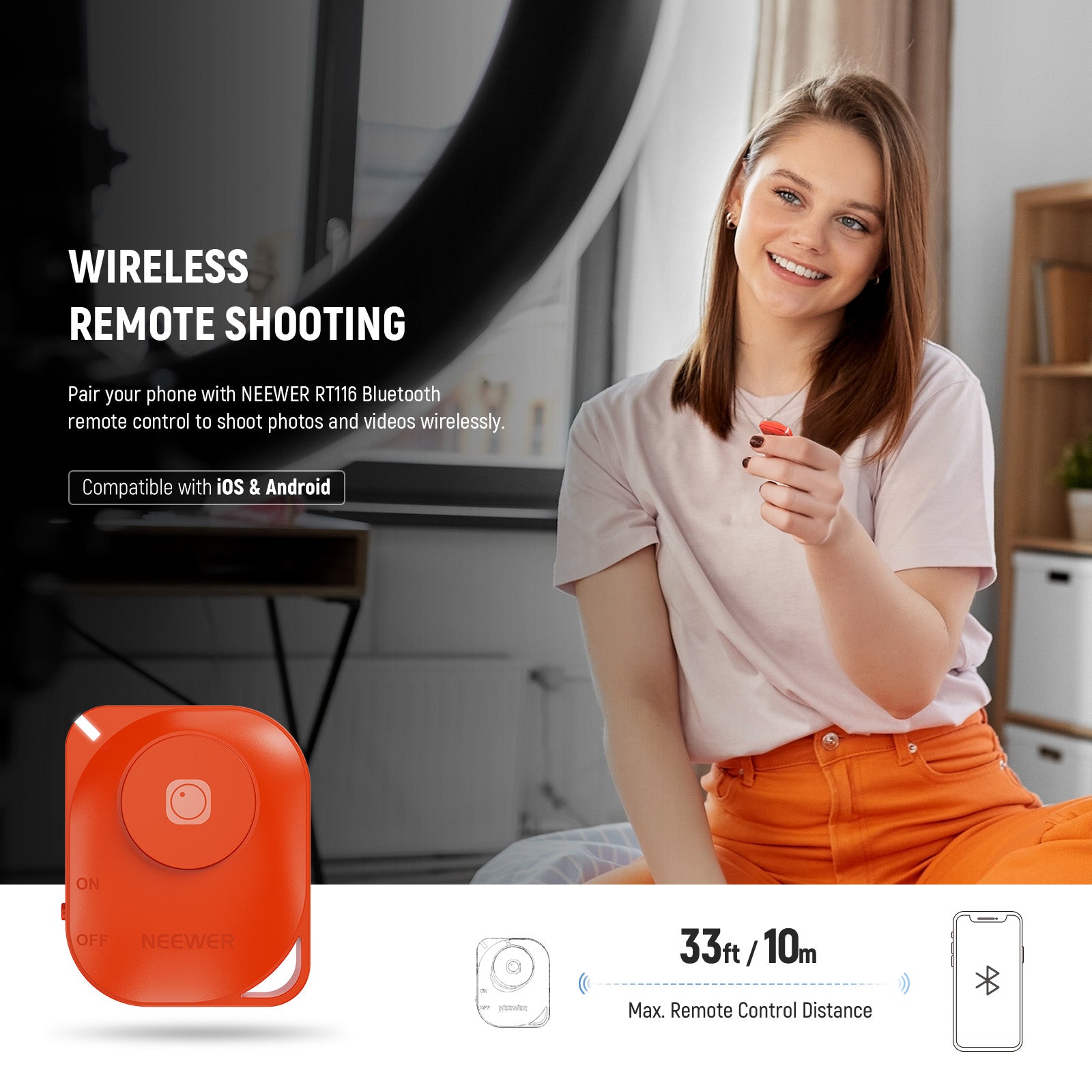 An RT116 Bluetooth shutter release is contained for convenient remote control