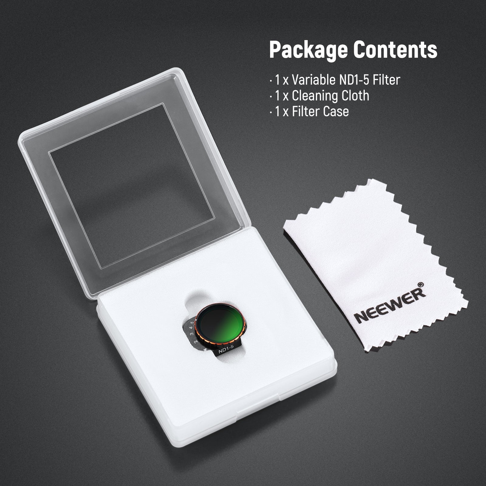 Package Contents of the NEEWER Variable ND2-32 Filter Set For DJI Mini 3 Pro