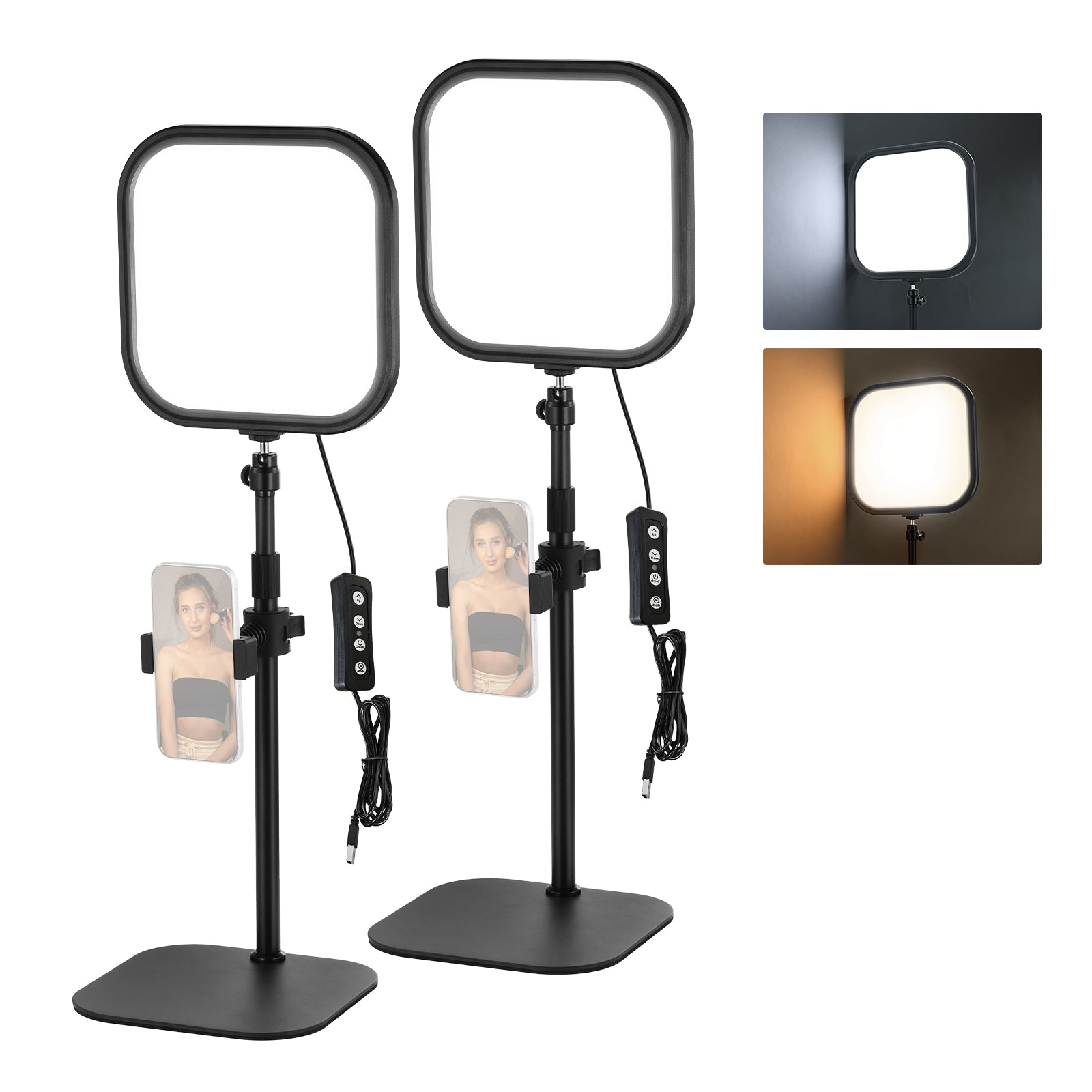 2 Pack NEEWER 10.8" Bi Color Video Conference Lights