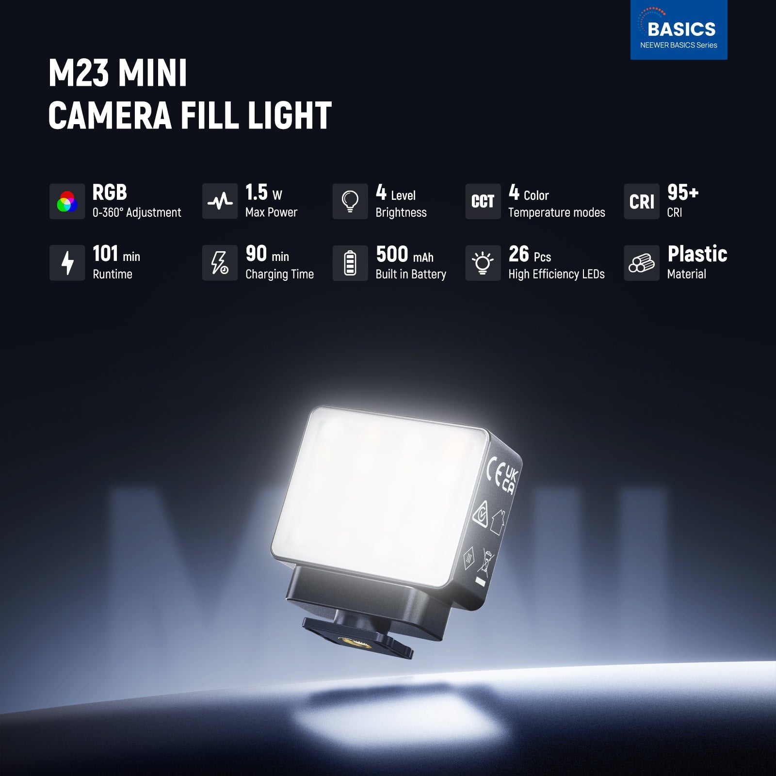 The mini LED camera auxiliary cube panel light offers 4 CCT modes and 4 brightness levels for video recording, streamer streaming, makeup filming, selfie photo and vlogging.