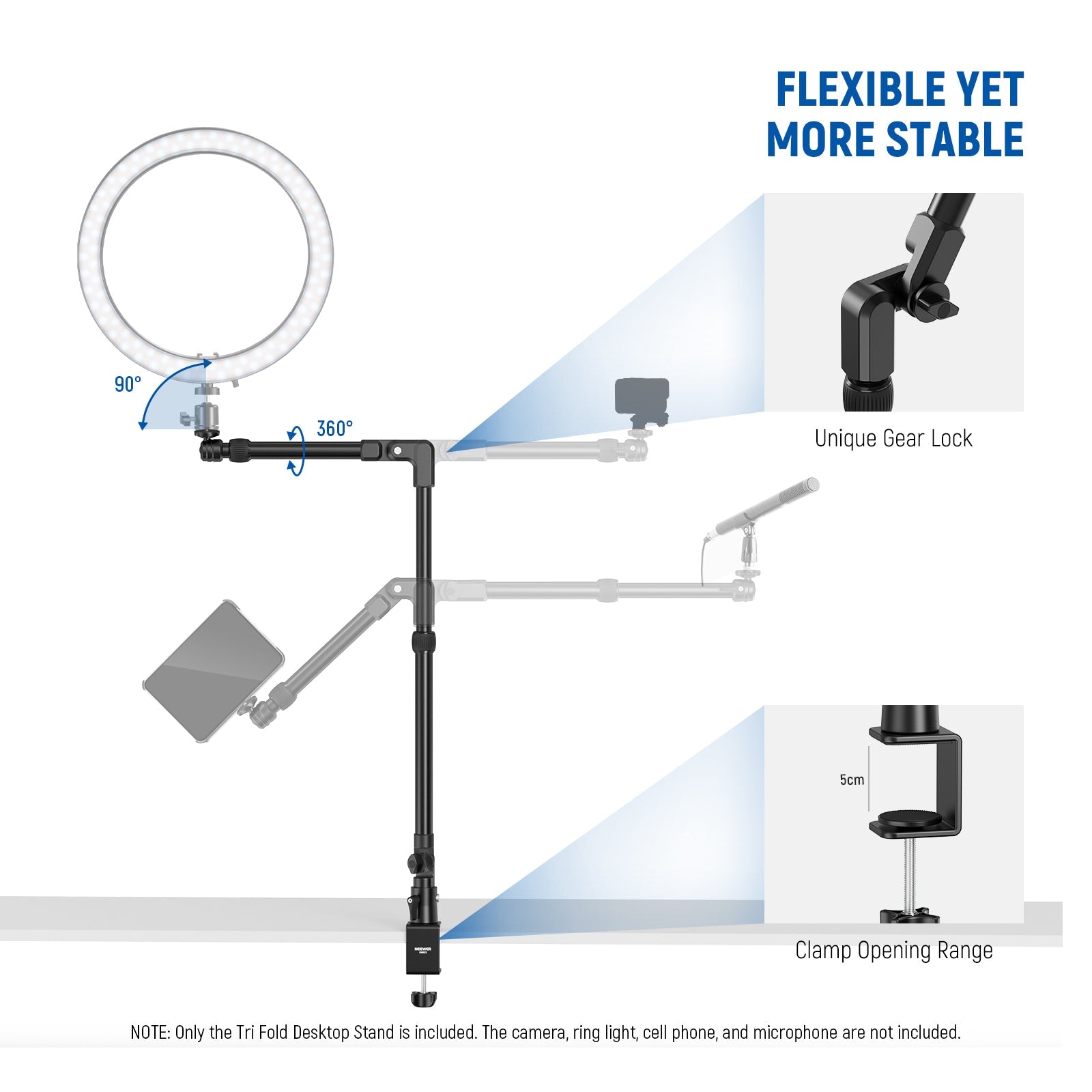 NEEWER DS023 Overhead Camera Mount Stand is flexible yet more stable.