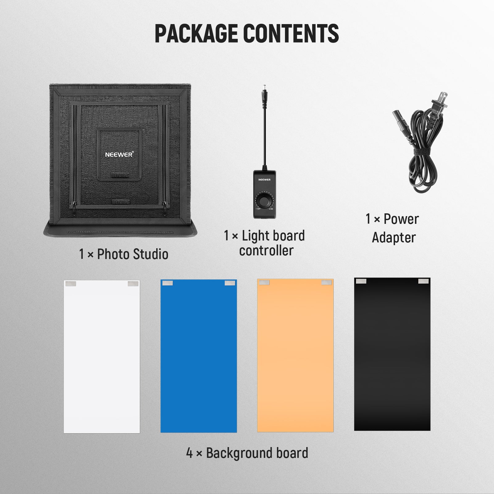 Package Contents of the NEEWER LP40 Upgraded Photo Studio Light Box