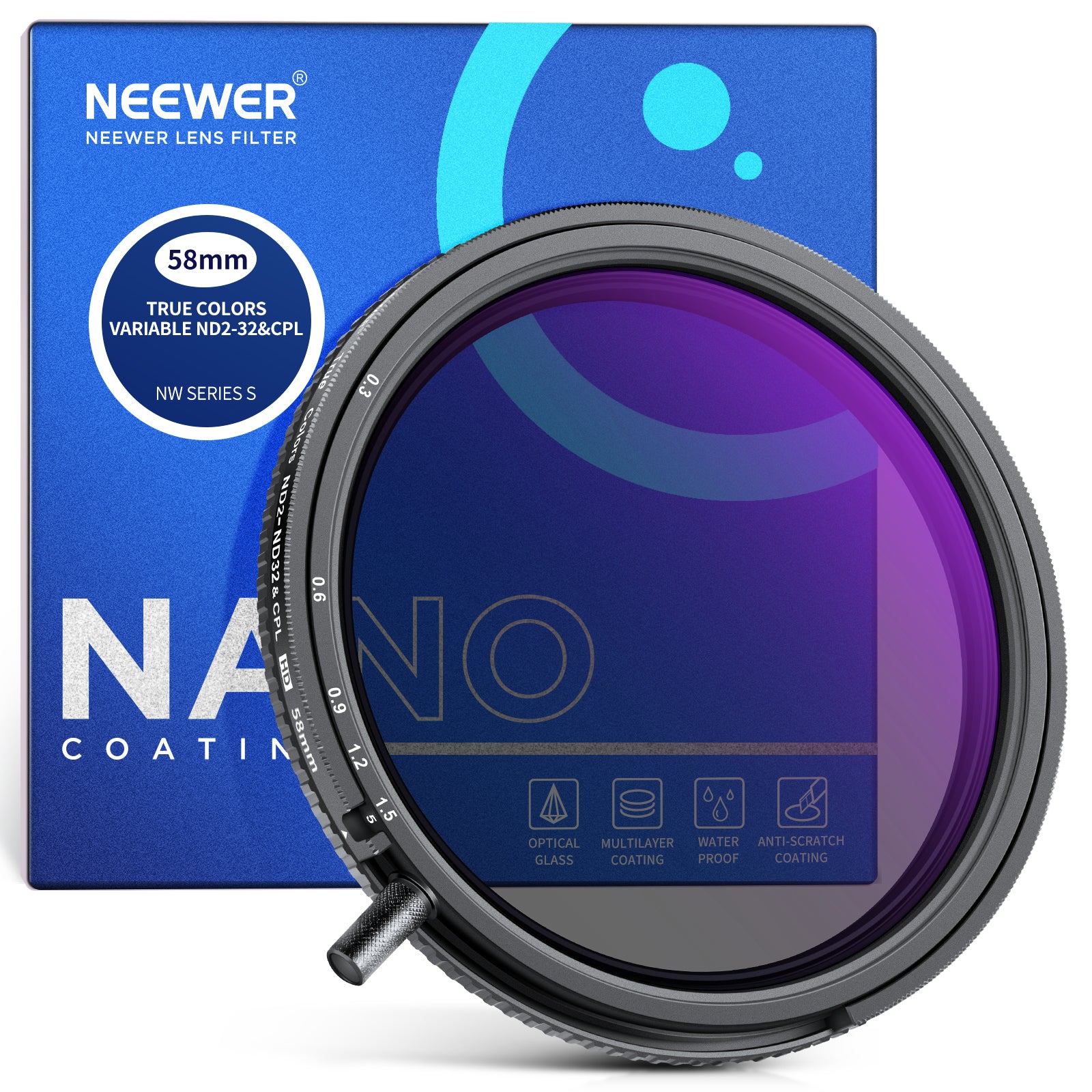 その他 NEEWER  NW02-1A NEEWER 2 in 1 True Colors Variable ND2-ND32 & CPL Filter - NEEWER