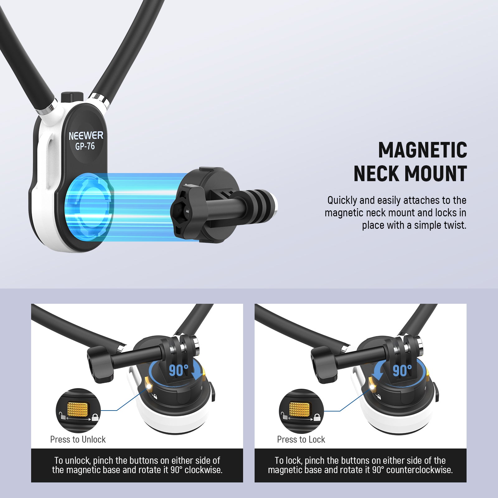 NEEWER GP-76 Magnetic Neck Mount is designed for POV shots with action cameras