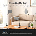 NEEWER X6 overhead phone mount features a retractable articulating arm, ensuring comfortable viewing for video watching, live streaming, bed nightstand, home office desk, and video calls.