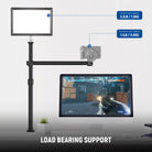 The overhead camera desk mount stand can support devices up to 1.5kg.