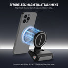 The strong magnets securely grip your phone for camera like experience, reducing phone shake for easier framing without stretching your thumb to reach the phone shutter.
