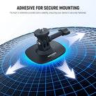 The adhesive mount features a larger base for enhanced stability