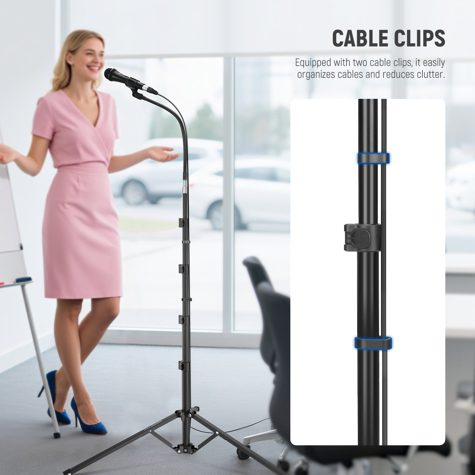 NEEWER MS010 Versatile Mic Stand Accessories Kit includes two cable clips.