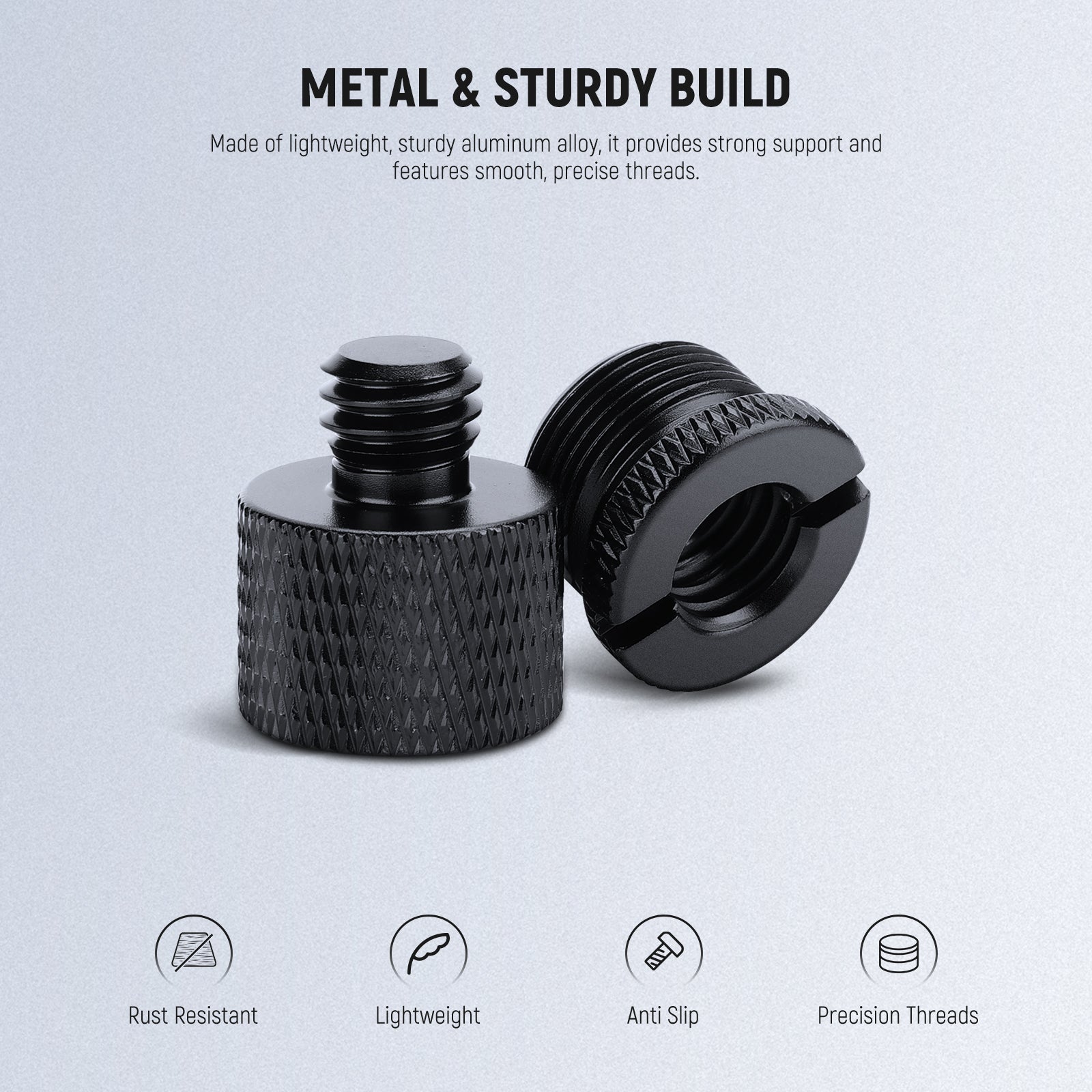 NEEWER HW-43 Mic Stand Adapter is made of lightweight and sturdy aluminum alloy.