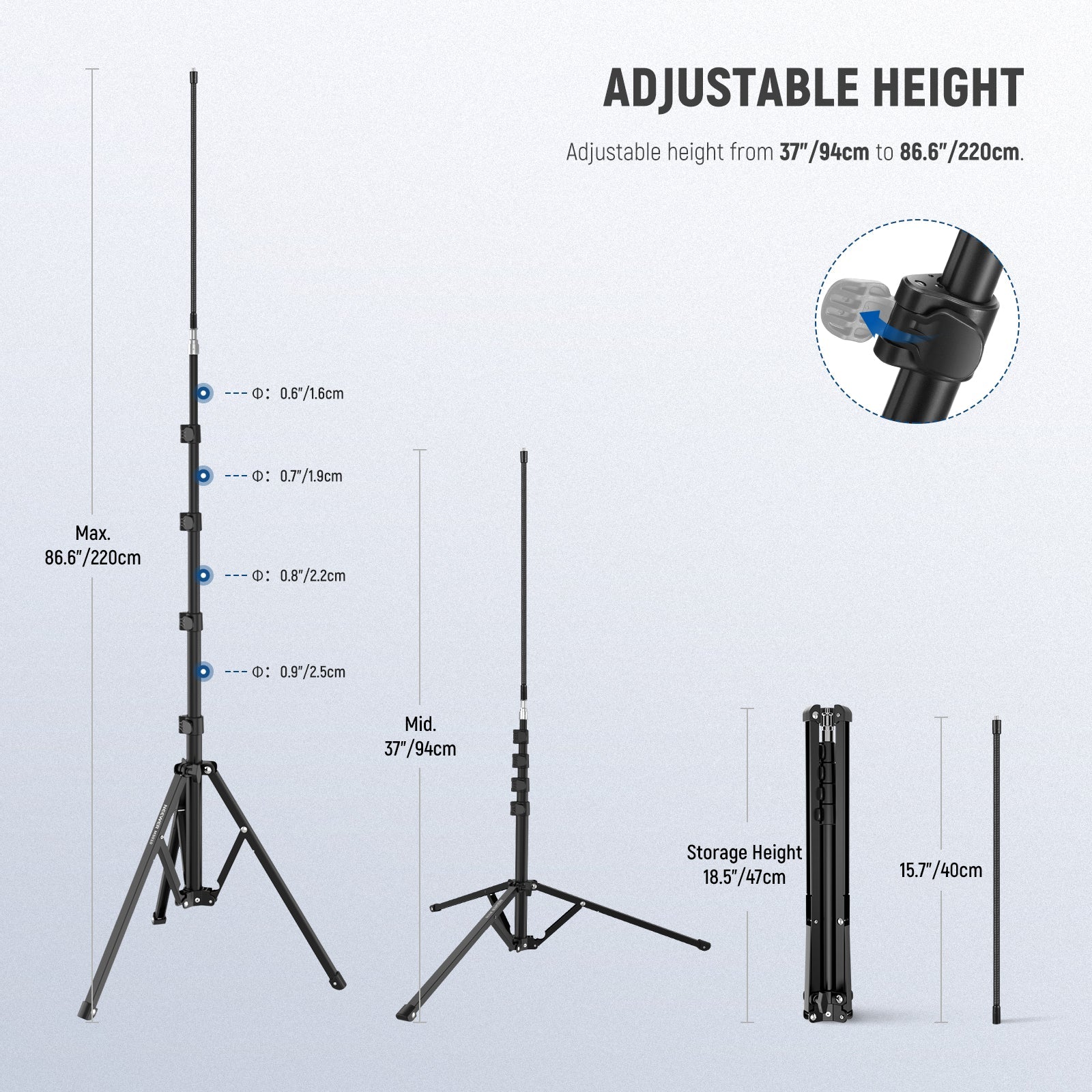 NEEWER MS010 Versatile Mic Stand Accessories Kit includes a sturdy tripod