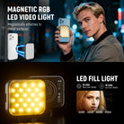 This kit includes a magnetic RGB LED video light.