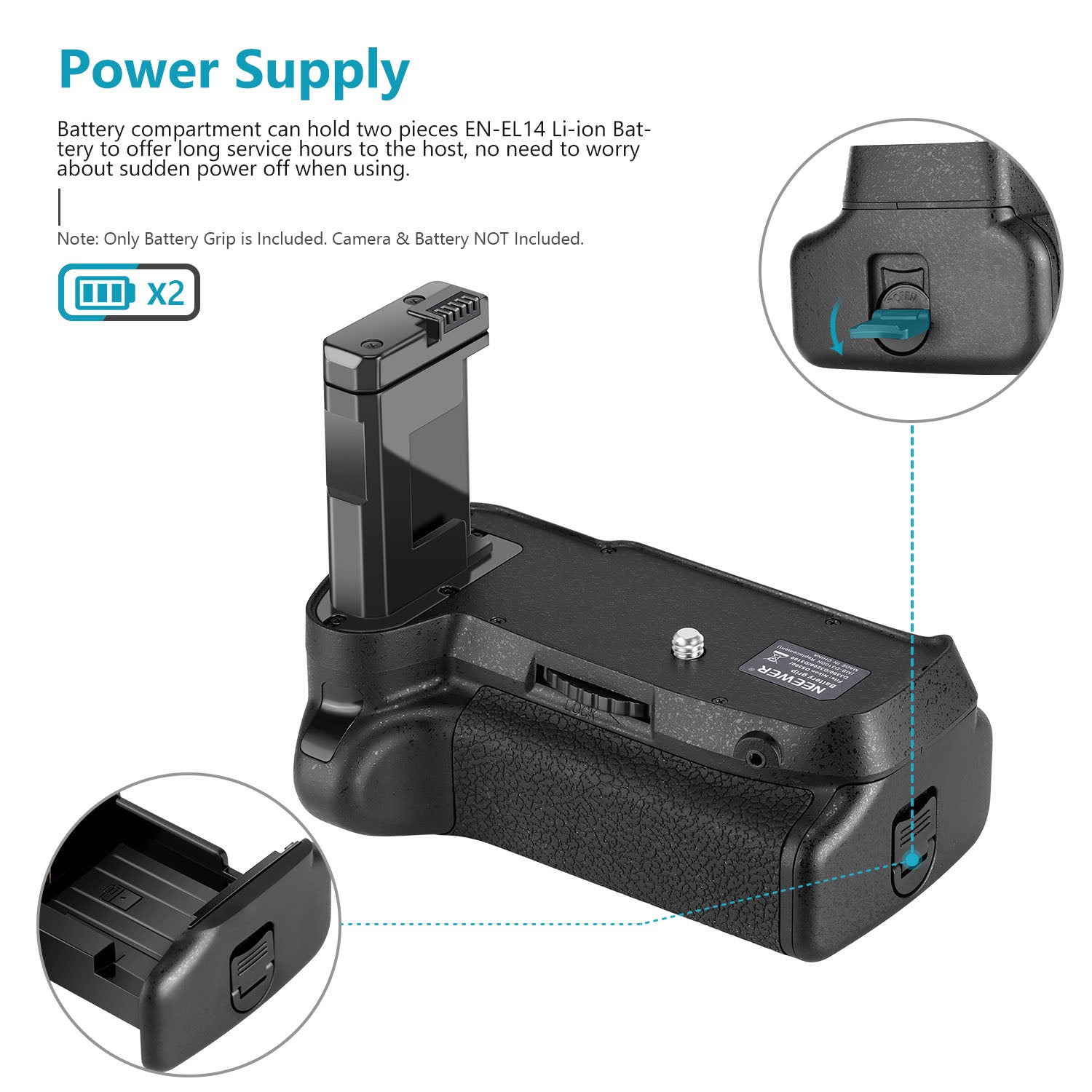 Neewer Professional Vertical Battery Grip for NIKON D3100/D3200/D3300 - neewer.com