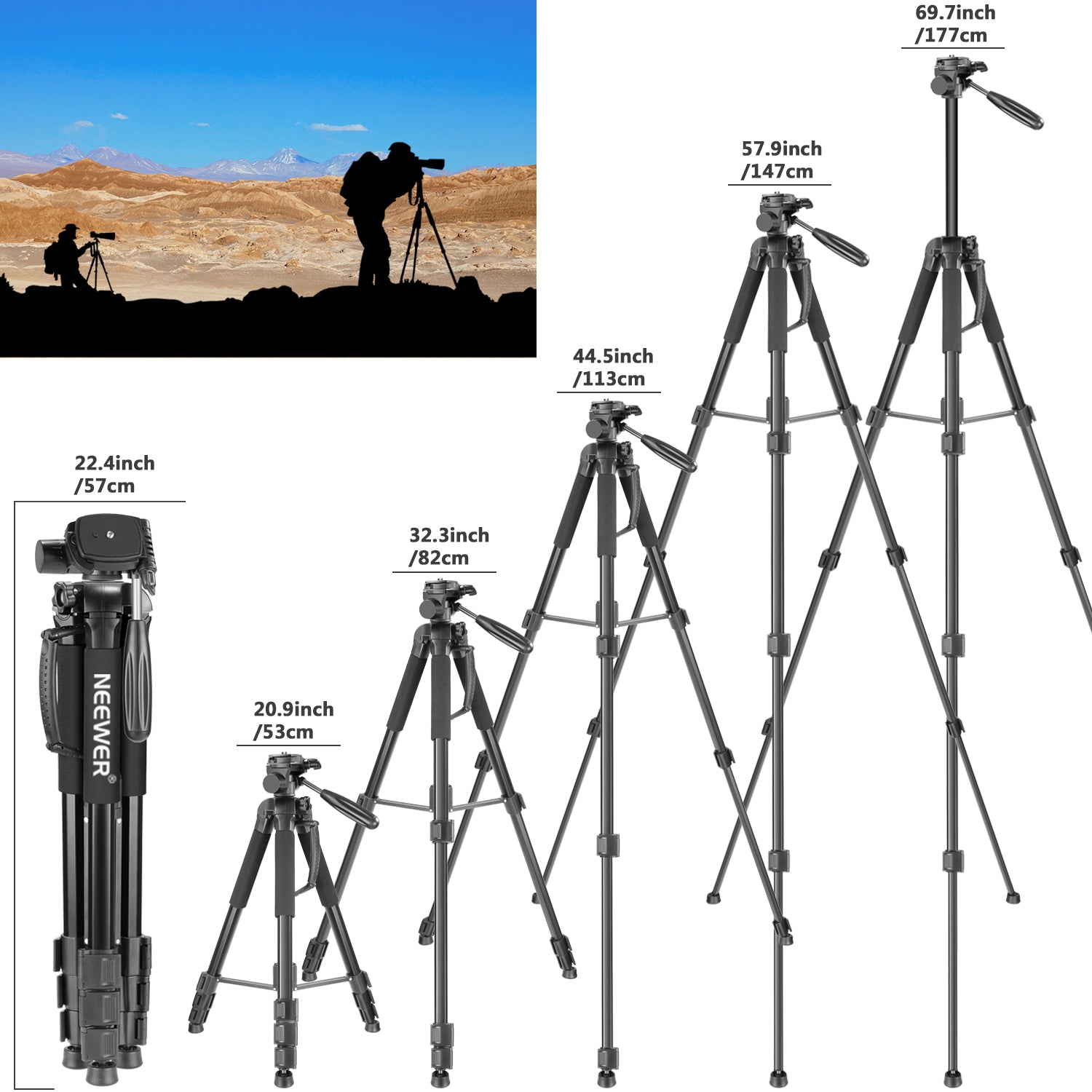 Neewer Portable Aluminum Alloy Camera 2-in-1 Tripod Monopod - neewer.com