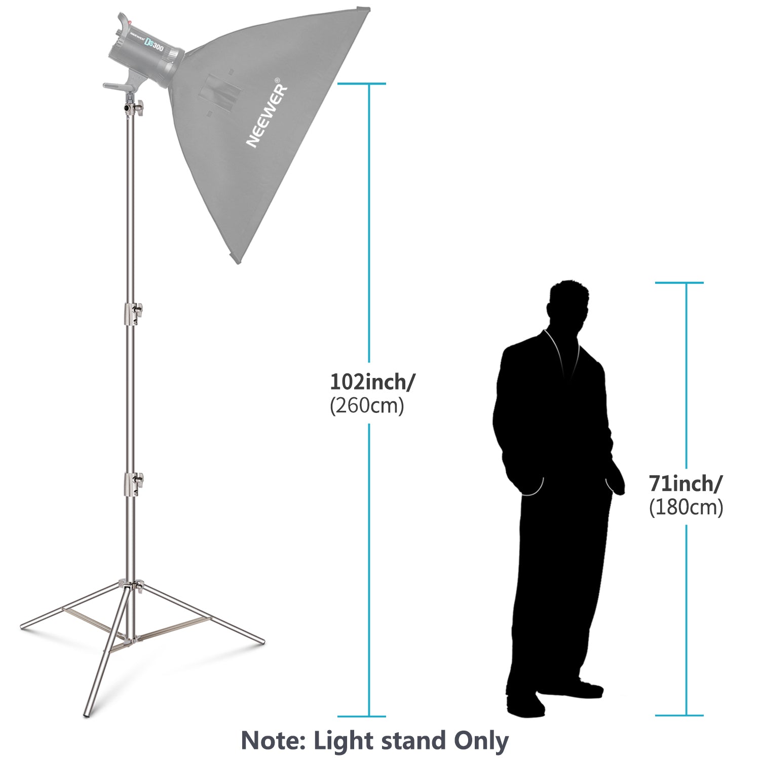 Neewer Stainless Steel Light Stand 102"/260 cm Heavy Duty with 1/4-inch to 3/8-inch Universal Adapter - neewer.com