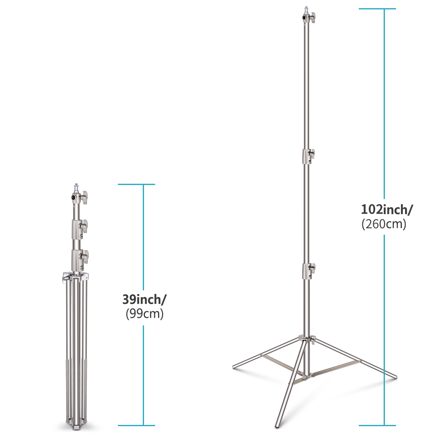 Neewer Stainless Steel Light Stand 102"/260 cm Heavy Duty with 1/4-inch to 3/8-inch Universal Adapter - neewer.com