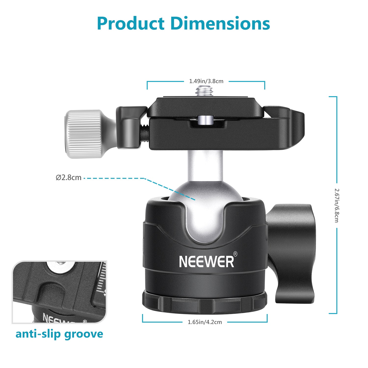 Neewer Low-Profile 360 Degree Rotatable Tripod Ball Head