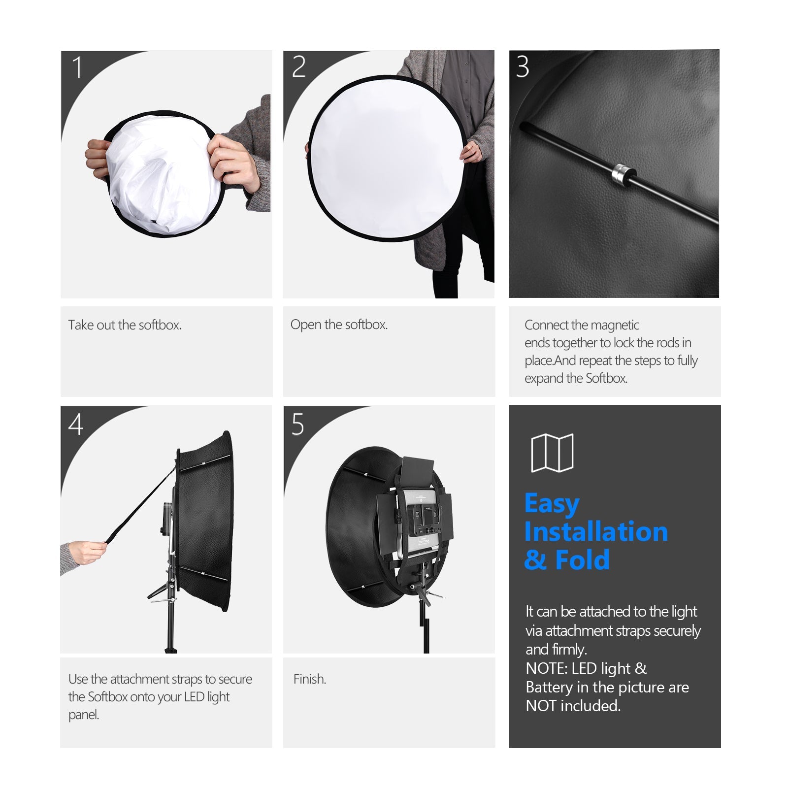 Neewer Collapsible Softbox Diffuser with Honeycomb Grid