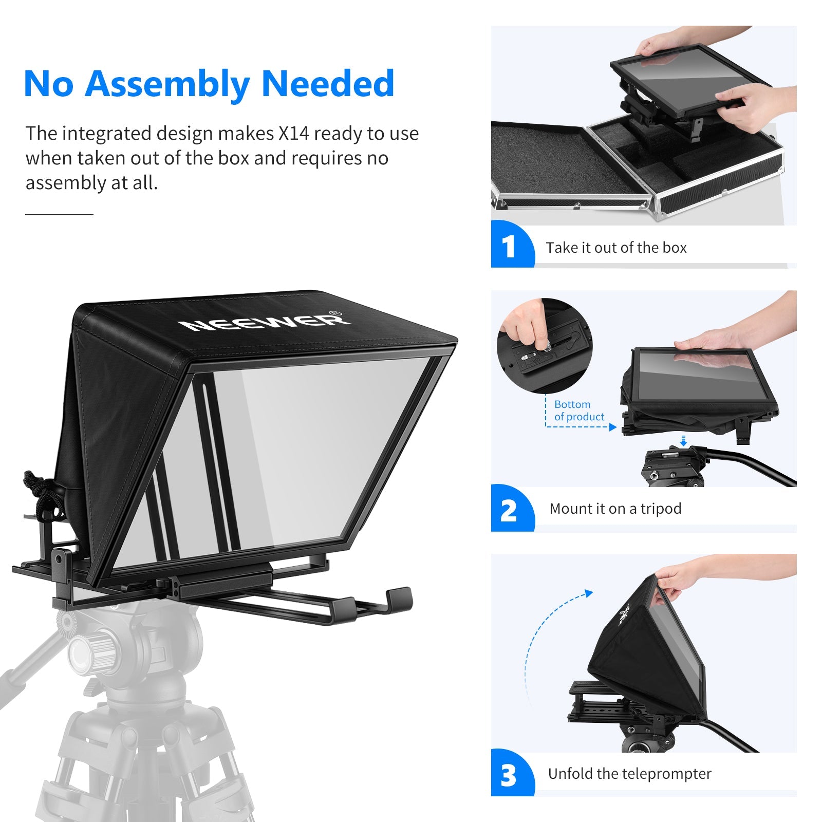 NEEWER X14 Portable Teleprompter with RT-110 Remote