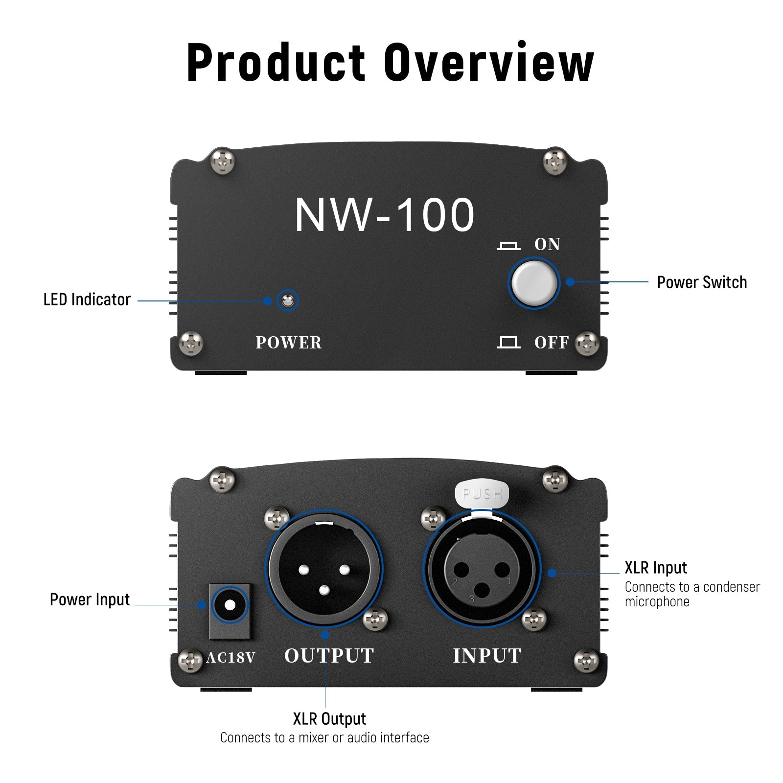 Neewer Phantom Power For All Condenser Microphone Music Recording Devices