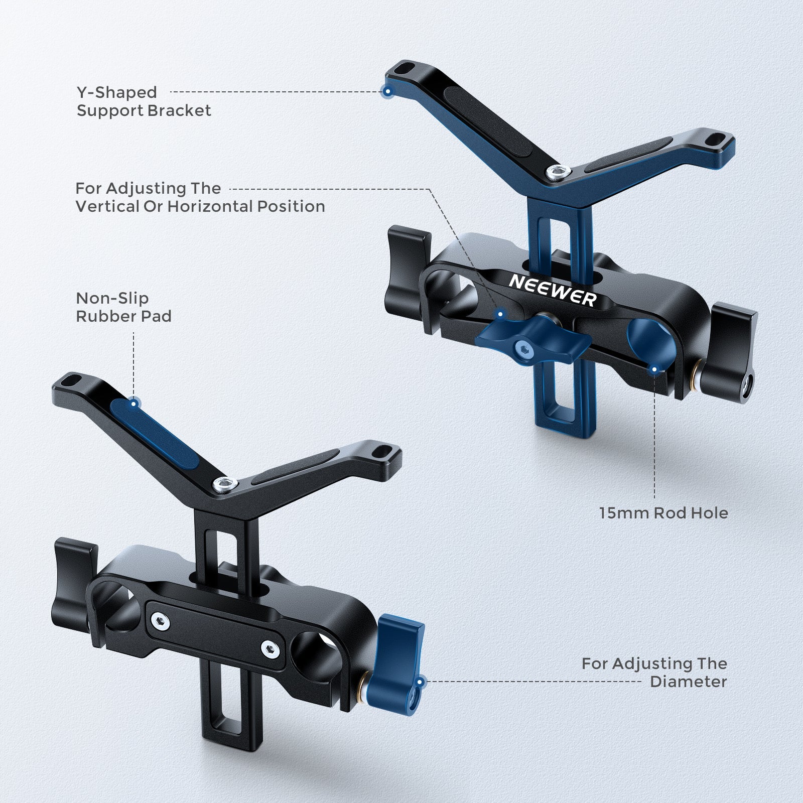 NEEWER LSB35/LSB53 Telephoto Long Lens Y-Shaped Support Bracket with 35/53mm Vertical Adjustment