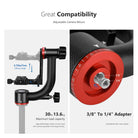 Neewer GM100 Professional Heavy Duty Carbon Fiber Gimbal Tripod Head with 1/4” Quick Release Plate