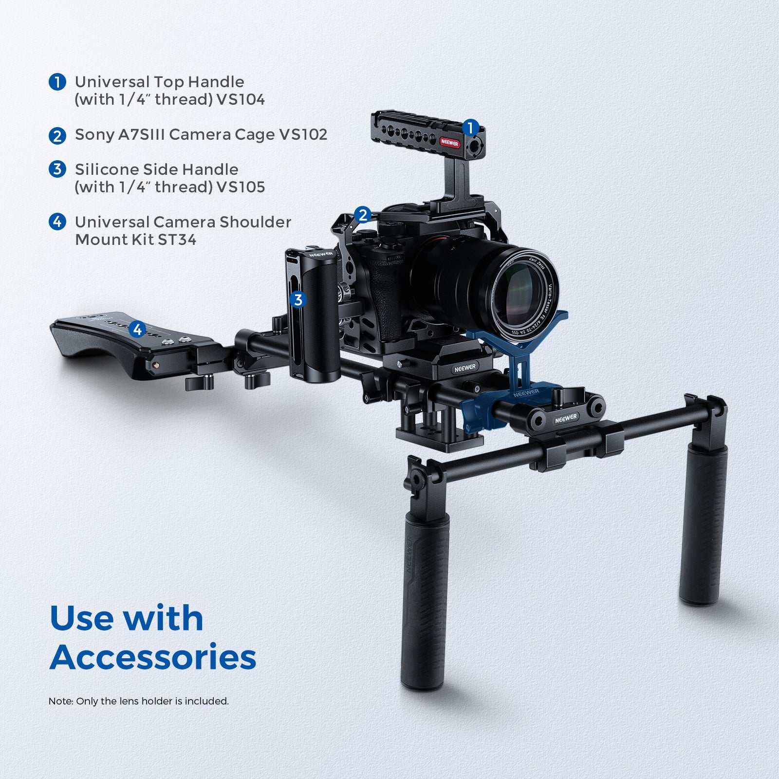 NEEWER LSB35/LSB53 Telephoto Long Lens Y-Shaped Support Bracket with 35/53mm Vertical Adjustment